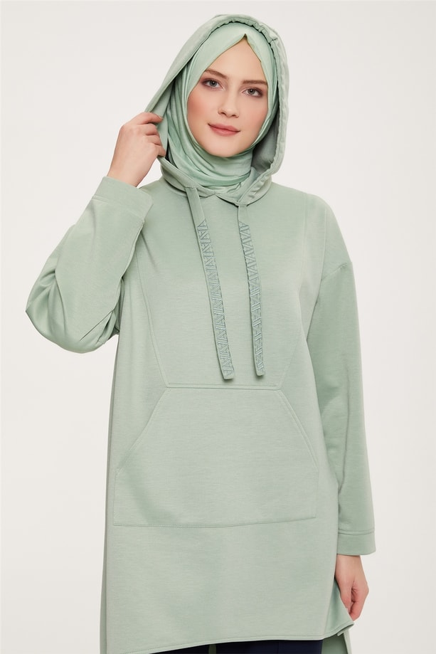 Armine A Logo Nakışlı Rahat Modal Tunik 22K4136 Yeşim