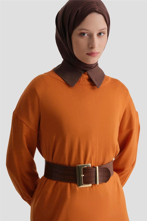 Armine Tunik Elbise 23Kd4249 Yanık Oranj