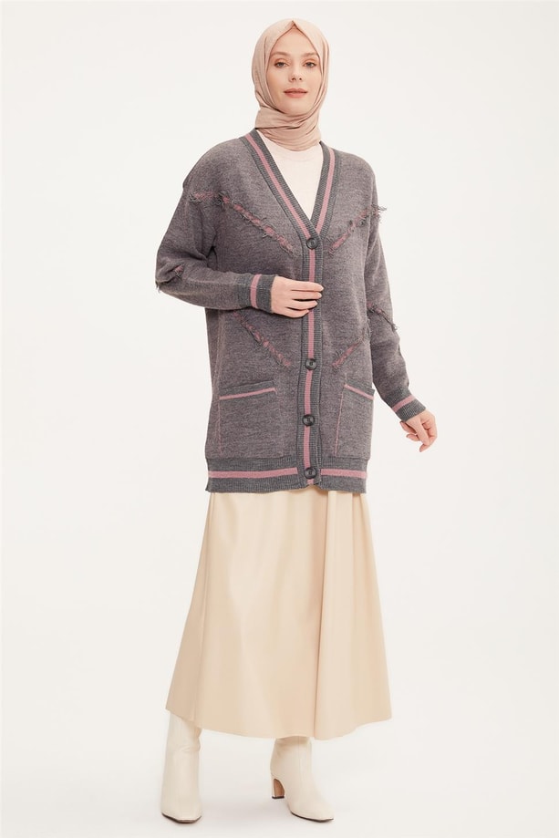Armine Hırka 22KF4255 Gri