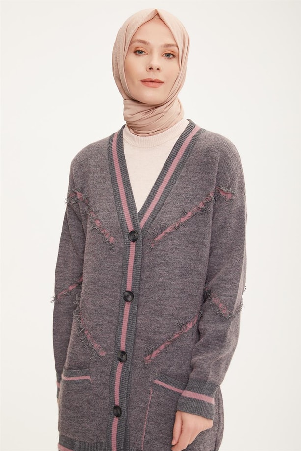 Armine Hırka 22KF4255 Gri