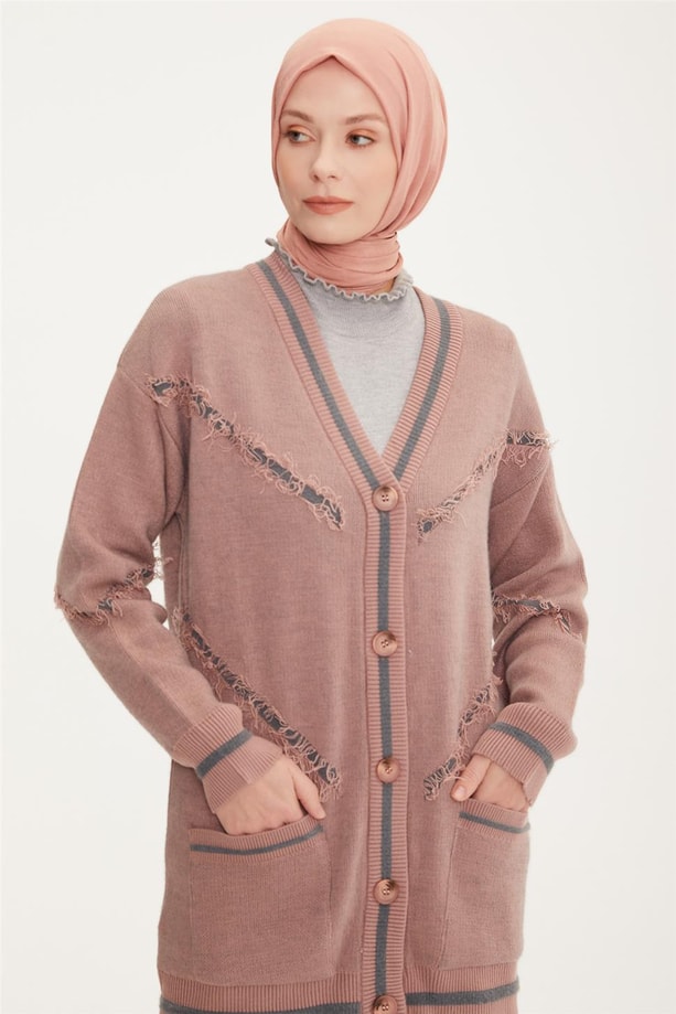 Armine Hırka 22KF4255 Pudra
