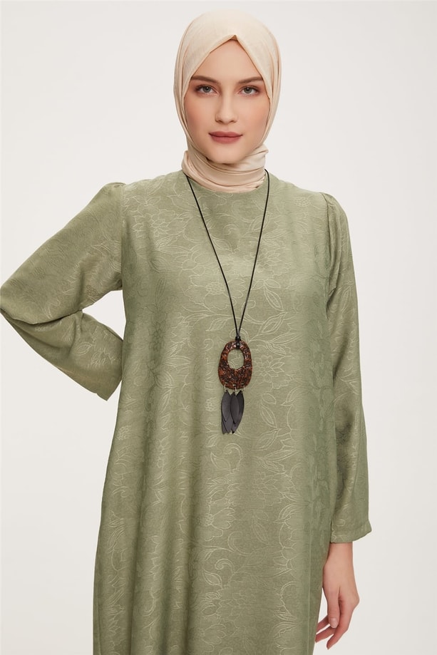 22KD4324 Armine Elbise Haki