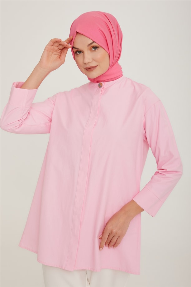 Armine Arkası Nakış Detaylı Tunik 22K4808 Pembe