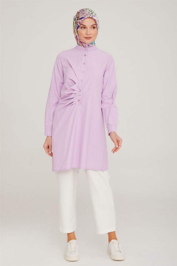 Armine Belde Dikiş Detaylı Tunik 22K4821 Lila