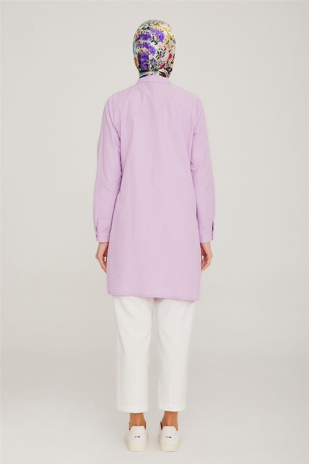 Armine Belde Dikiş Detaylı Tunik 22K4821 Lila