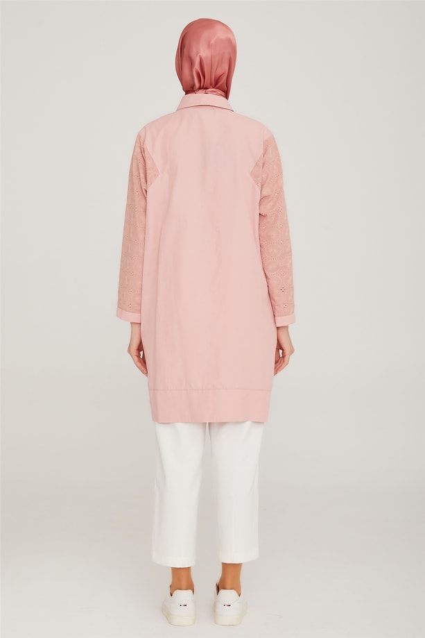 Armine Brode Garnili Pamuk Tunik 22K4839 Pudra