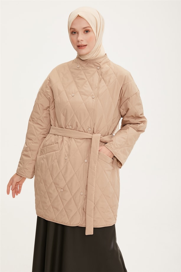 Armine Kruvaze Çıtçıtlı Oversize Ceket 22K5001 Bej