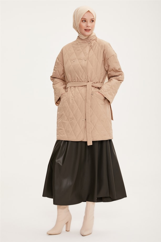 Armine Kruvaze Çıtçıtlı Oversize Ceket 22K5001 Bej