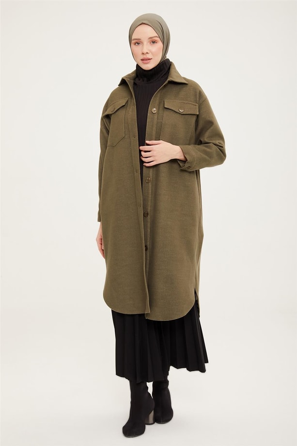 Armine Oversize Gömlek Ceket 22K5006 Haki