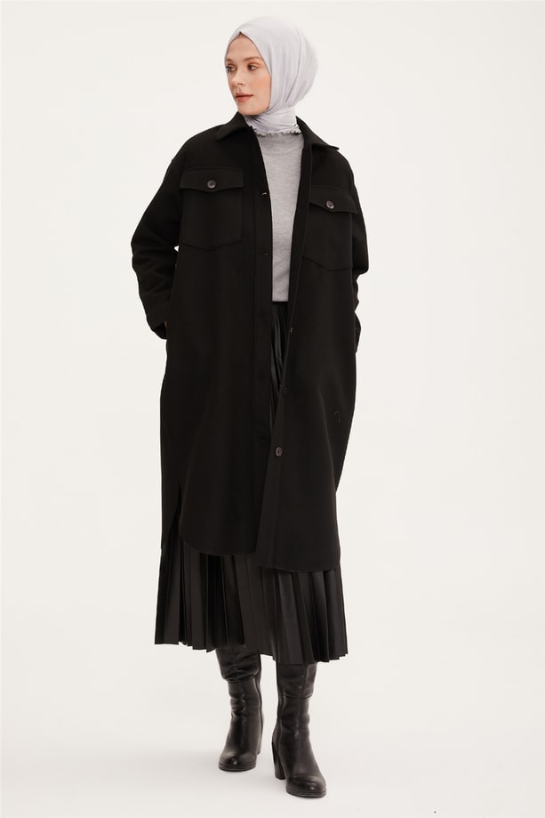 Armine Oversize Gömlek Ceket 22K5006 Siyah