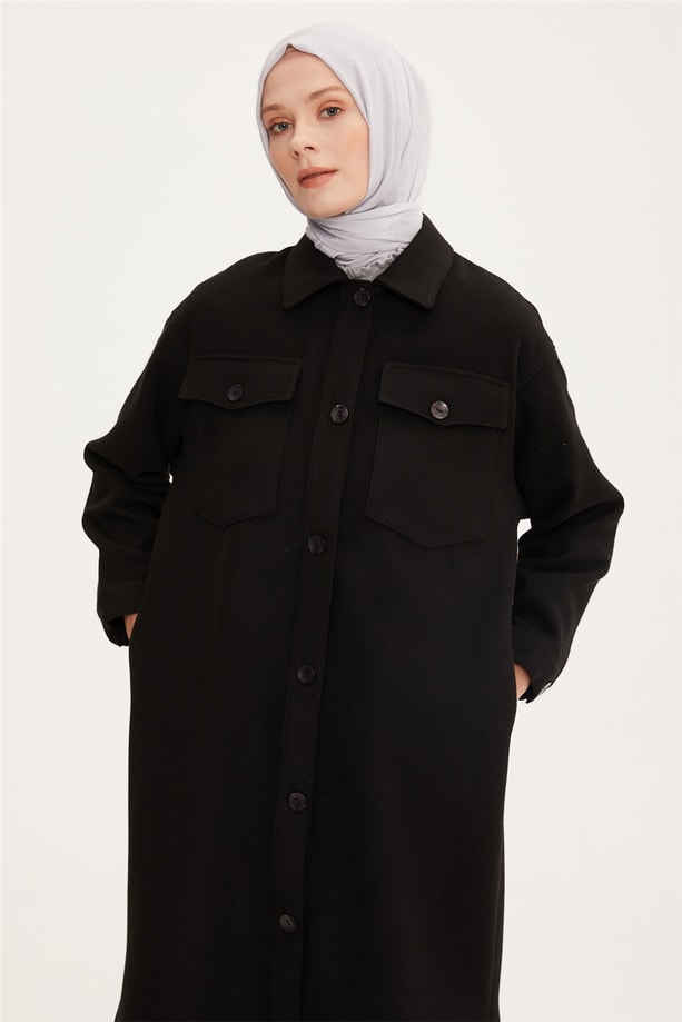 Armine Oversize Gömlek Ceket 22K5006 Siyah