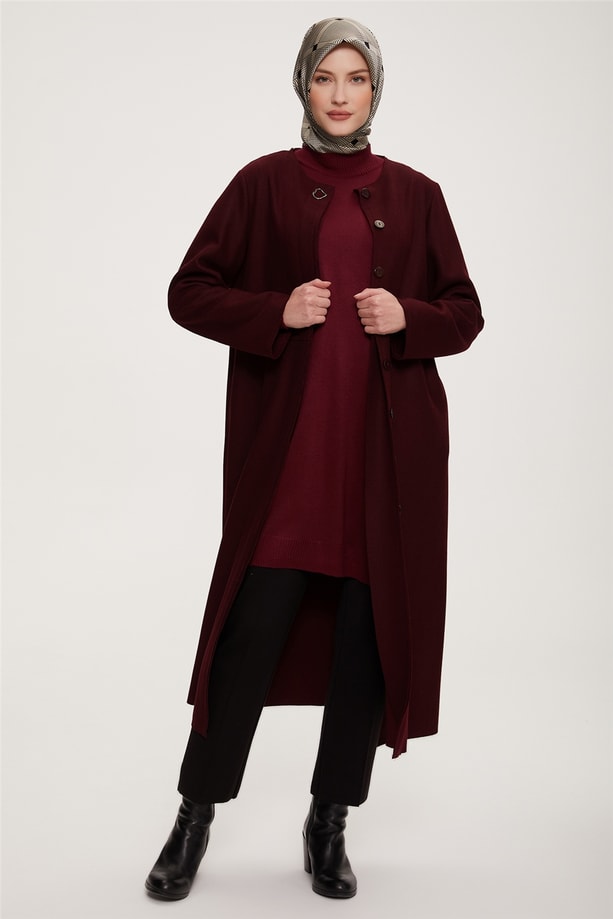 Armine Minimal Ve Asimetrik Kesim Detaylara Sahip Giy Çık 22K5902 Bordo