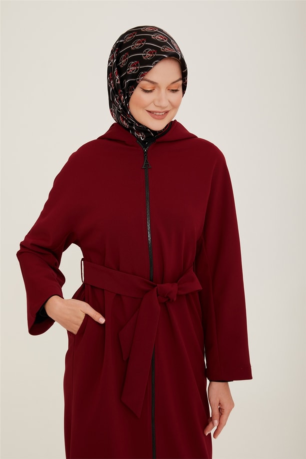 Armine Kapişonlu Örme Giy Çık 22K5905 Bordo