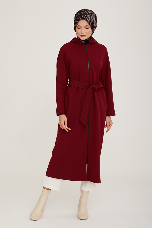 Armine Kapişonlu Örme Giy Çık 22K5905 Bordo