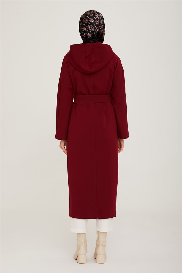Armine Kapişonlu Örme Giy Çık 22K5905 Bordo