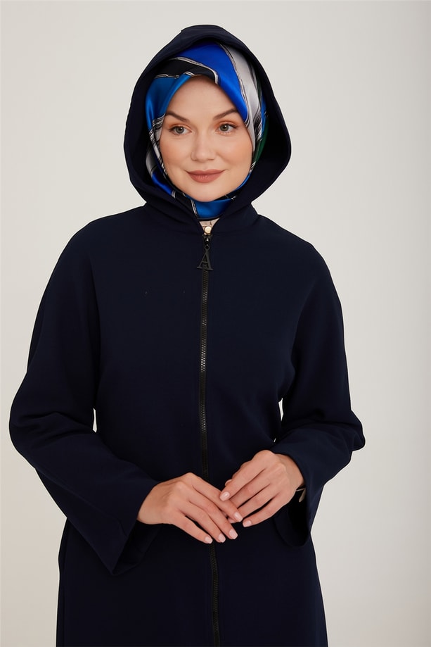 Armine Kapişonlu Örme Giy Çık 22K5905 Lacivert