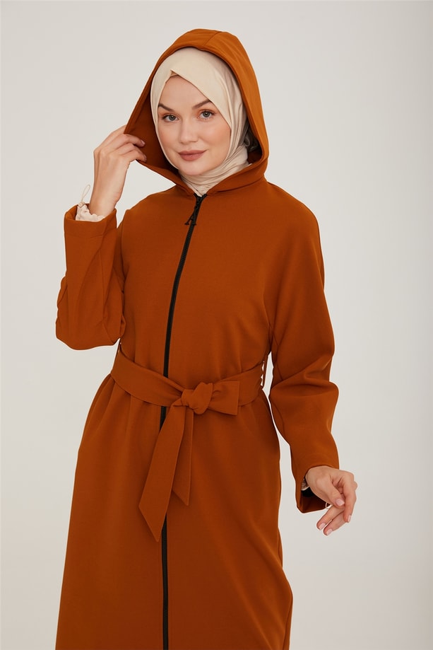 Armine Kapişonlu Örme Giy Çık 22K5905 Taba