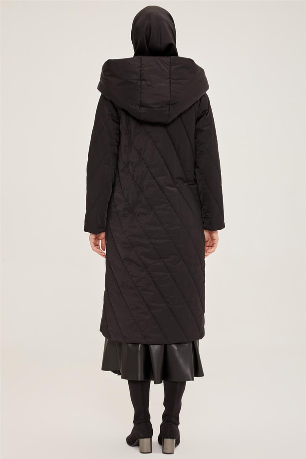 Armine Kapitoneli Ve Cepli Manto 22K5909 Siyah