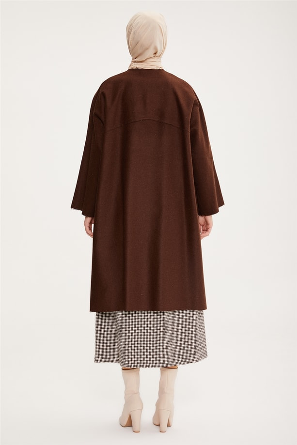 Armine Asimetrik Ve Oversize Fermuarlı Hırka 22K5915 Kahverengi