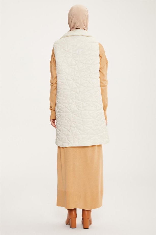 Armine Kapitone Yelek 22KD6307 Ekru