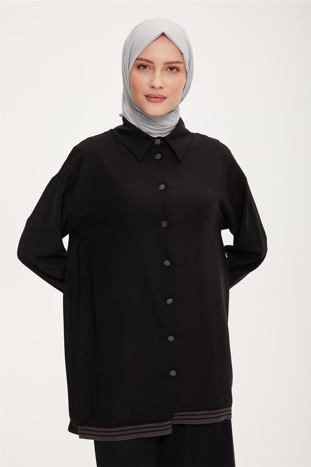 Armine Çizgili Ribanalı Takım 22K6503 Siyah