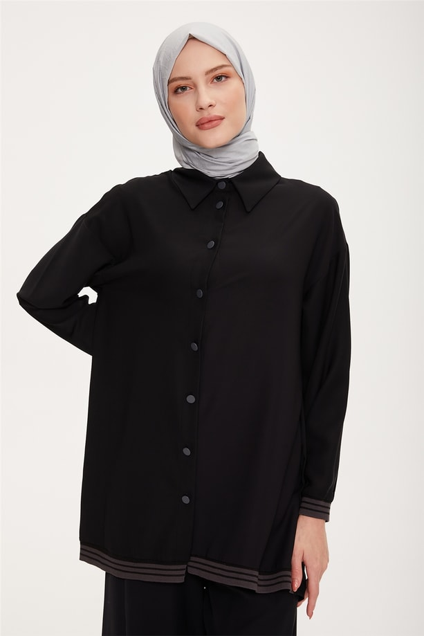 Armine Çizgili Ribanalı Takım 22K6503 Siyah