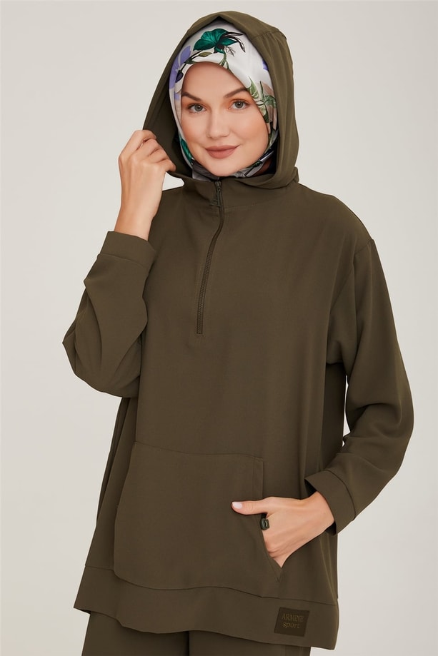Armine Fermuar İçi Kumaşlı Spor Takım 22K6504 Haki