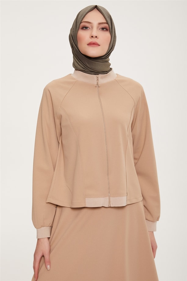 Armine Önü Fermuarlı Yanları Kup Detaylı Takım 22K6505 Kum