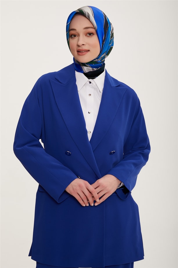 Armine Yanları Yırtmaçlı Ceket Takım 22K6513 Morcivert