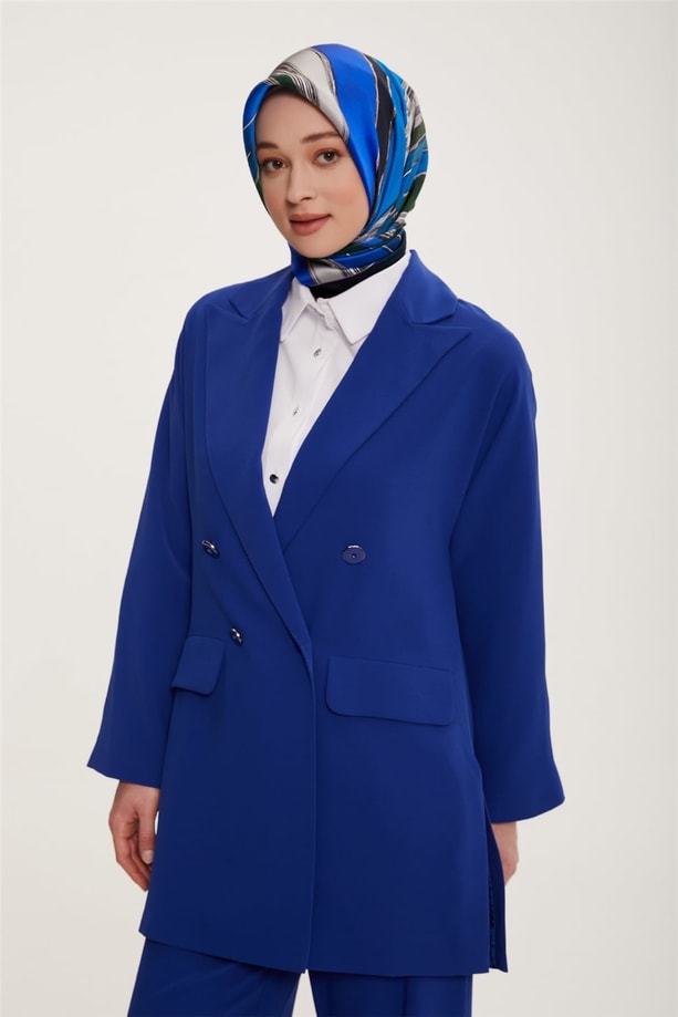 Armine Yanları Yırtmaçlı Ceket Takım 22K6513 Morcivert