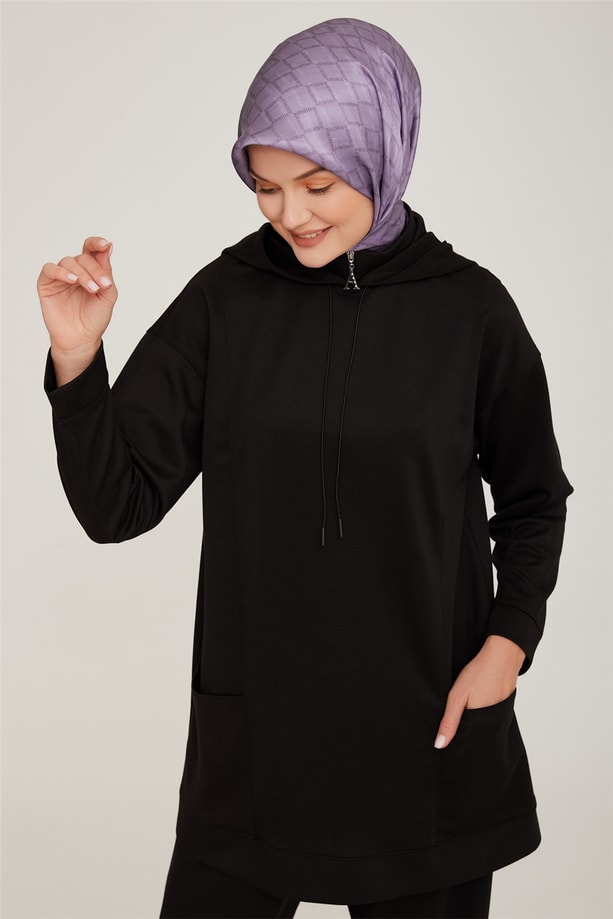 Armine Üst Bedeni Kuplu ve Dikiş Detaylı Pantolonlu Takım 22K6514 Siyah