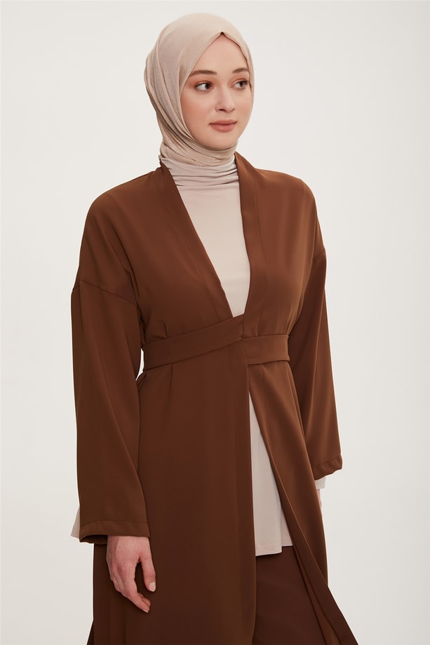 Armine Kimono Hırkalı Üçlü Takım 22K6525 Toprak