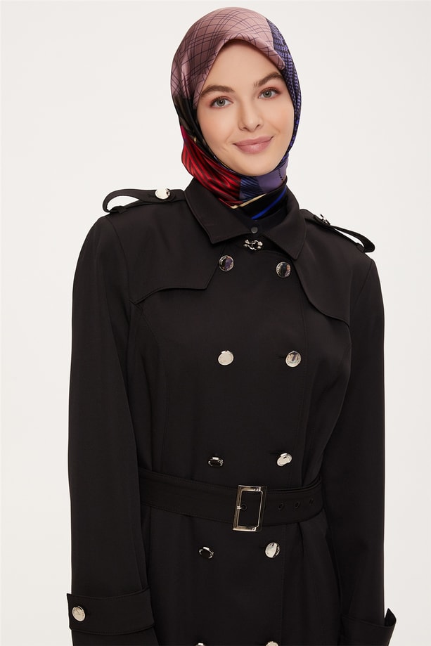 Armine Çift Düğmeli Kap 22K7263 Siyah