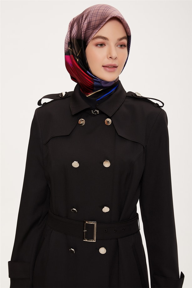 Armine Çift Düğmeli Kap 22K7263 Siyah