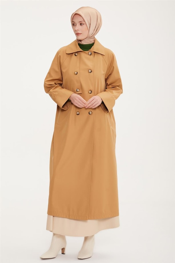 Armine Reglan Kollu Rüzgarlıklı Trençkot 22K7701 Camel