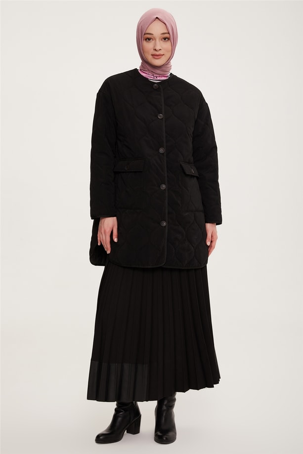 Armine Oversize Kapitone Kap 22K7715 Siyah