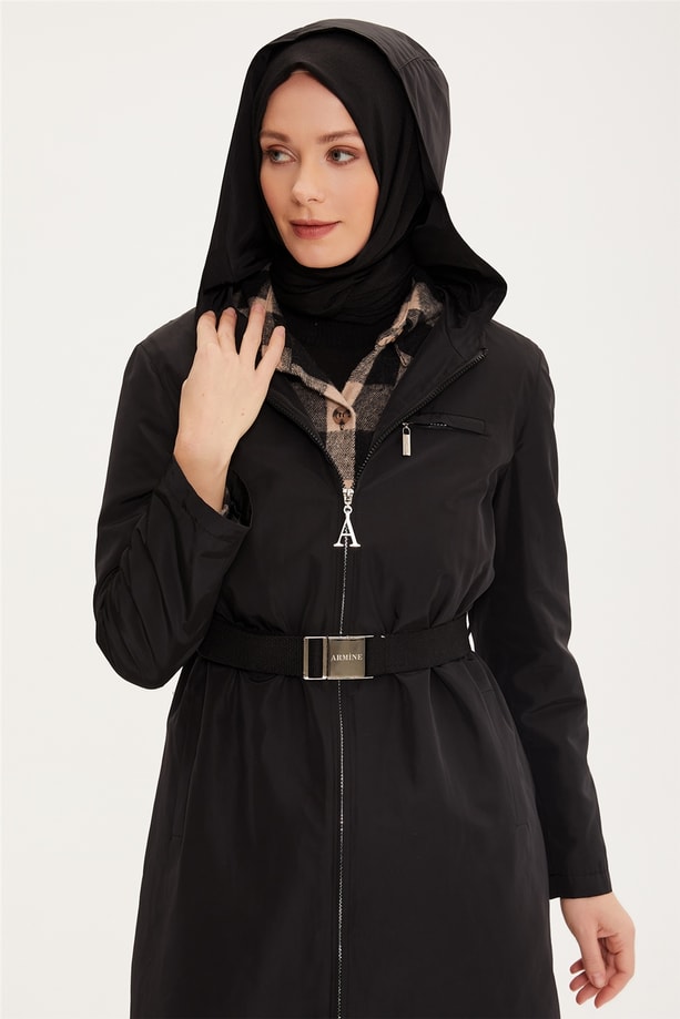 Armine İçi Kürklü Ve Kapitoneli Fermuarlı Mont 22K7726 Siyah
