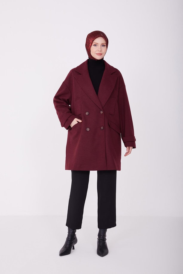 Armine Kruvaze Kapama Cepli Kaban 22K7805 Bordo