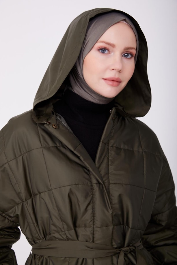 Armine Seyyar Kapişonlu Kaban 22K7821 Haki