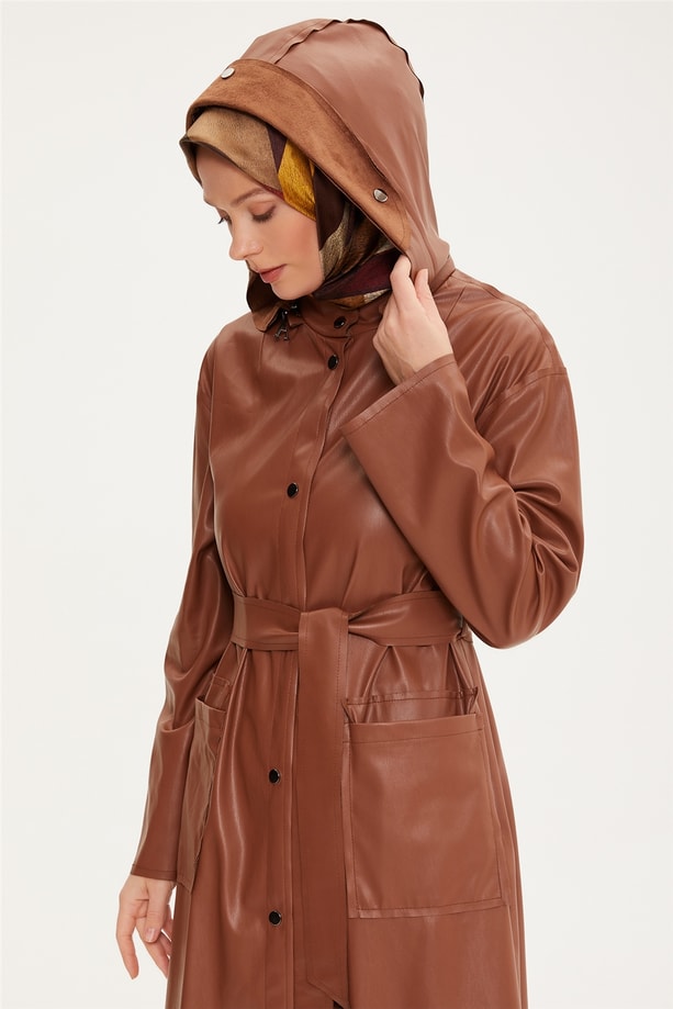 Armine Deri Çift Taraflı Giyilebilen Pardesü 22K8103 Camel