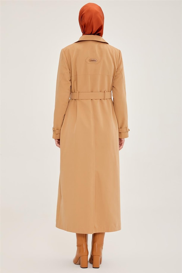 Armine Önü Supatlı Ve Aksesuar Detaylı Pardesü 22K8112 Camel