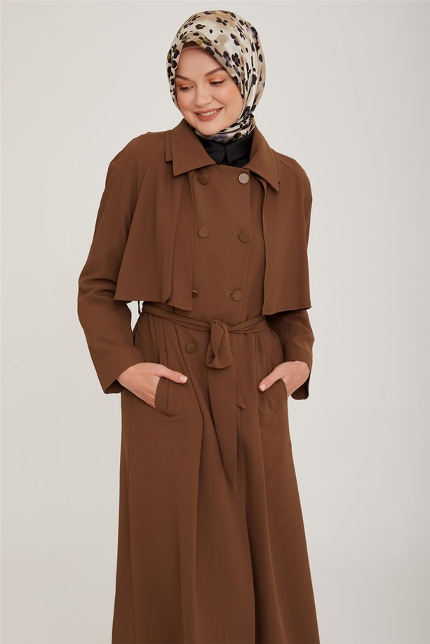 Armine Yelek Ve Ceket Şeklinde Kullanılabilen Pardesü 22K8114 Camel