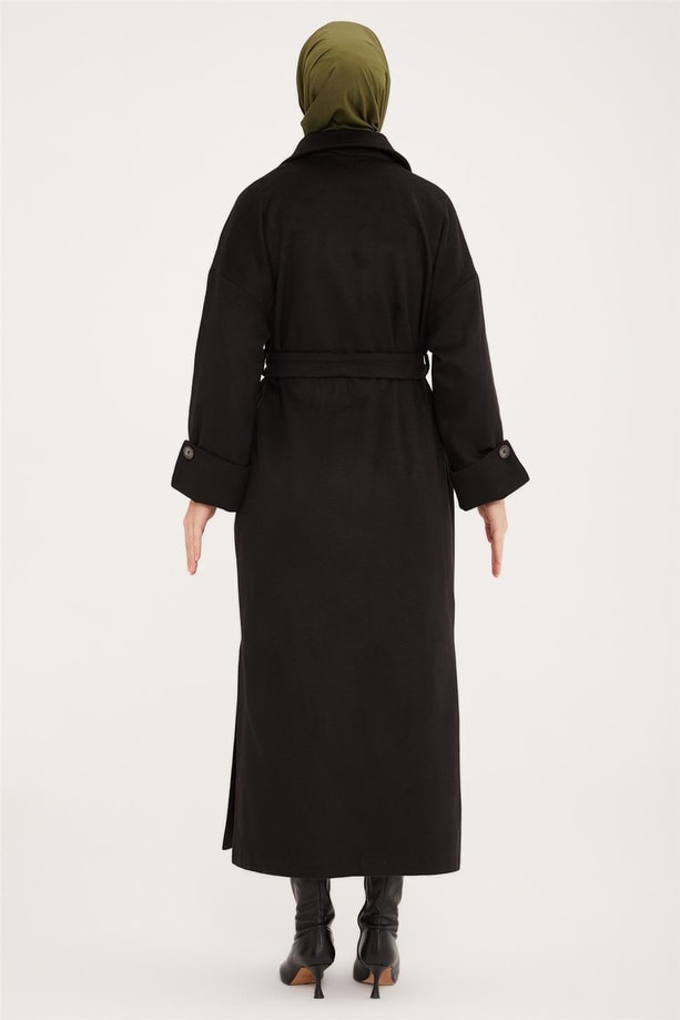 Armine Oversize Double Kol Yırtmaçlı Manto 22K8212 Siyah