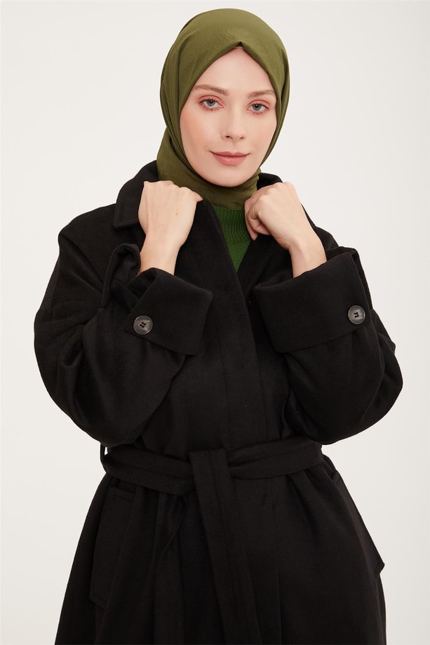 Armine Oversize Double Kol Yırtmaçlı Manto 22K8212 Siyah