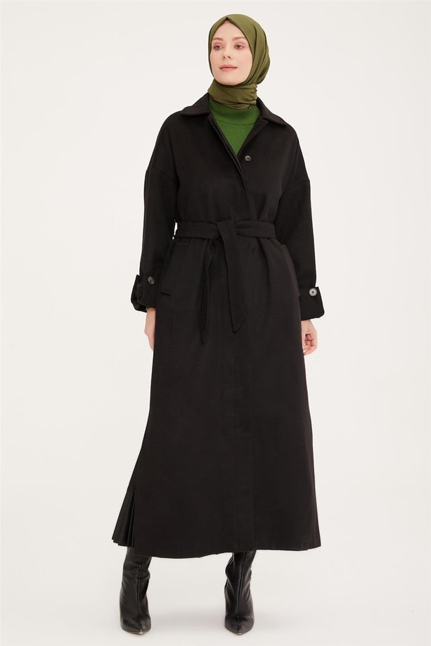Armine Oversize Double Kol Yırtmaçlı Manto 22K8212 Siyah