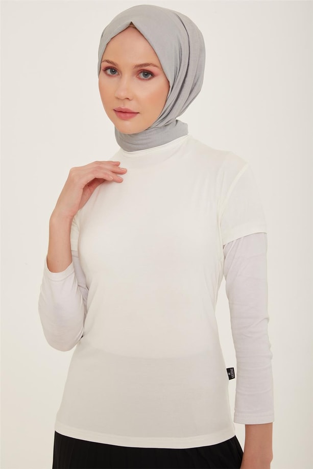 Armine Kısa Kol Badi 22KD9037-1 Ekru