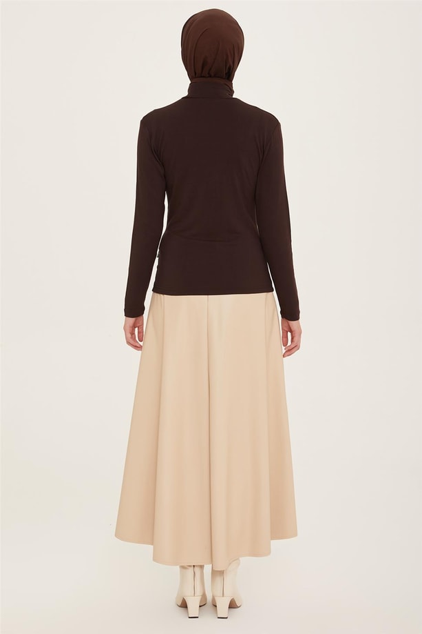 Armine Balıkçı Yaka Badi 22KD9039 Kahverengi