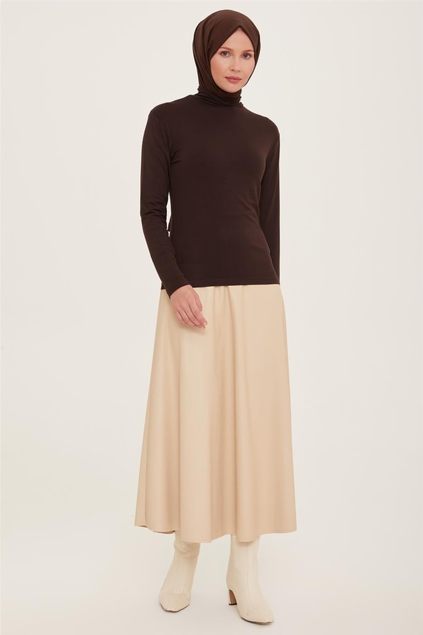 Armine Balıkçı Yaka Badi 22KD9039 Kahverengi