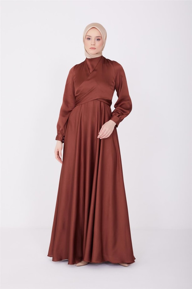 Armine Abiye Elbise 22Kd9101 Kahverengi