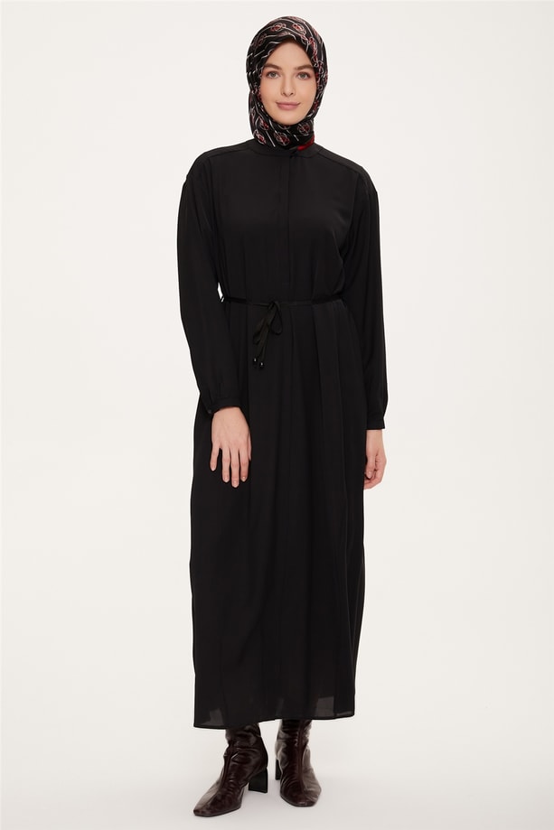 Armine Grogren Kemerli Minimal Elbise 22K9515 Siyah